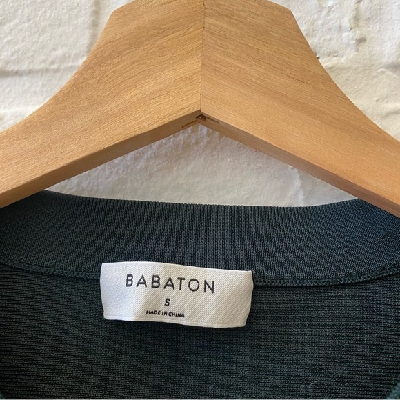 Aritzia || Babaton Piers Knit Peplum Long Sleeve Top Hunter Green Small - Picture 4 of 8